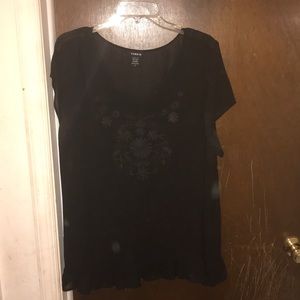 Black sheer short sleeve shirt